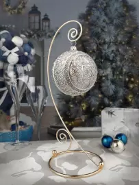 Серебряный елочный шар "Казанская Богородица" с позолотой